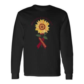 Multiple Myeloma Awareness Burgundy Sunflower Kahler Disease V Neck Long Sleeve T-Shirt T-Shirt | Mazezy