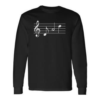 Music Dad Text In Treble Clef Musical Notes Long Sleeve T-Shirt | Mazezy