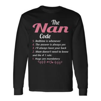 Nan Grandma The Nan Code Long Sleeve T-Shirt - Seseable