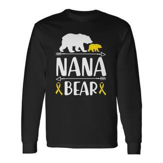 Nana Bear Childhood Cancer Awareness Grandma Of A Warrior Long Sleeve T-Shirt T-Shirt | Mazezy