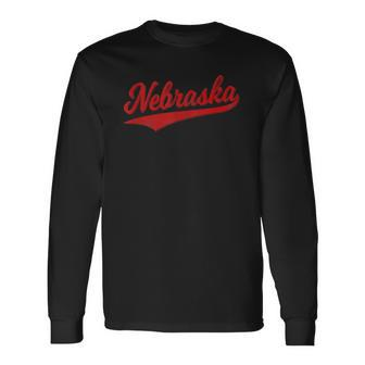 Nebraska Sports Varsity Script Vintage Retro Jersey Long Sleeve T-Shirt T-Shirt | Mazezy