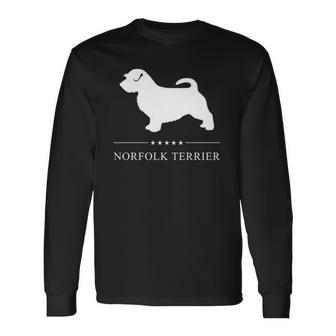 Norfolk Terrier Dog White Silhouette Long Sleeve T-Shirt T-Shirt | Mazezy