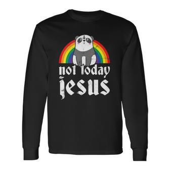 Not Today Jesus Rainbow Satanic Panda Goth Metal Concert Long Sleeve T-Shirt T-Shirt | Mazezy