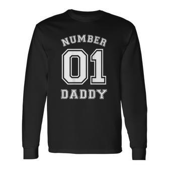 Number 1 Dad Jersey Style For Fathers Day Long Sleeve T-Shirt T-Shirt | Mazezy