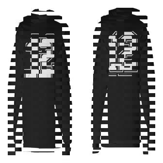 Number 12 Baseball Football Soccer Fathers Day Long Sleeve T-Shirt T-Shirt | Mazezy