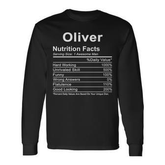 Oliver Name Oliver Nutrition Facts Long Sleeve T-Shirt - Seseable