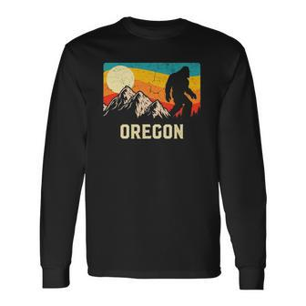 Oregon Bigfoot Sasquatch Mountains Retro Hiking Long Sleeve T-Shirt T-Shirt | Mazezy