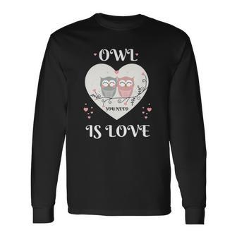 Owl You Need Is Love Cute Heart Valentines Day Long Sleeve T-Shirt T-Shirt | Mazezy