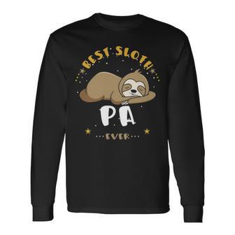 Pa Grandpa Best Sloth Pa Ever Long Sleeve T-Shirt - Seseable