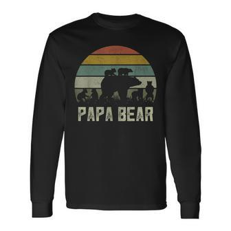 Papa Bear Cub 6 Fathers Day Grandpa Long Sleeve T-Shirt - Seseable