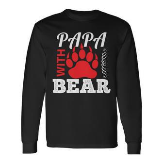 Papa With Bear Fathers Day T-Shirt Long Sleeve T-Shirt - Monsterry UK