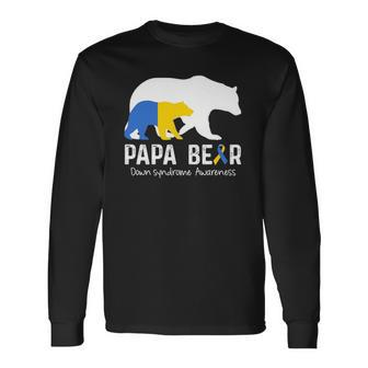 Papa Bear Support Down Syndrome Awareness Fathers Day Long Sleeve T-Shirt T-Shirt | Mazezy