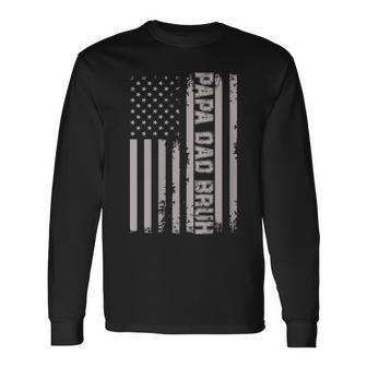 Papa Dad Bruh Fathers Day 4Th Of July Us Flag Vintage 2022 Long Sleeve T-Shirt - Seseable