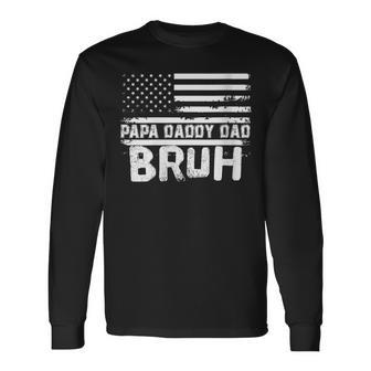 Papa Daddy Dad Bruh Fathers Day 4Th Of July Usa Vintage 2022 Long Sleeve T-Shirt - Seseable