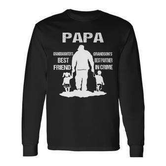 Papa Grandpa Papa Best Friend Best Partner In Crime Long Sleeve T-Shirt - Seseable