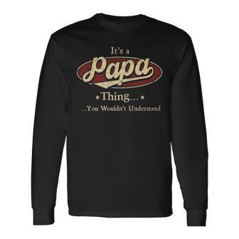 Papa Shirt Personalized Name Shirt Name Print Shirts Shirts With Name Papa Long Sleeve T-Shirt - Seseable