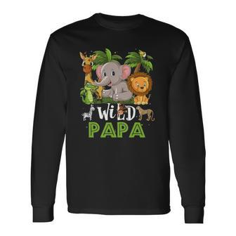 Papa Of The Wild Zoo Birthday Safari Jungle Animal Long Sleeve T-Shirt T-Shirt | Mazezy