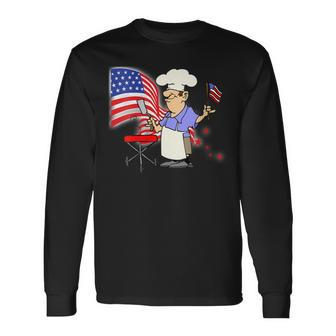 Patriotic All American Dad 4Th Of July Flag Bbq Men Long Sleeve T-Shirt - Seseable