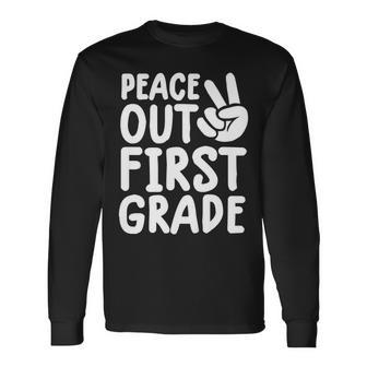 Peace Out 1St Grade For Boys Girls Last Day Of School V2 Long Sleeve T-Shirt - Seseable