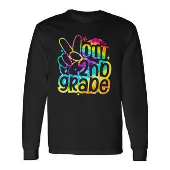 Peace Out 2Nd Grade Graduation Last Day Of School Tie Dye Long Sleeve T-Shirt T-Shirt | Mazezy