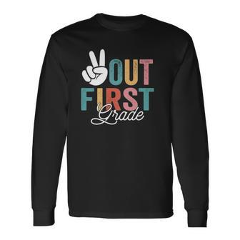 Peace Out First Grade Last Day Of School 2022 Graduation Long Sleeve T-Shirt T-Shirt | Mazezy