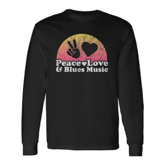 Peace Love And Blues Music Vintage Sunset Long Sleeve T-Shirt T-Shirt | Mazezy