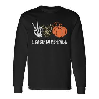 Peace Love Fall Peace Love Pumpkin Long Sleeve T-Shirt - Monsterry AU