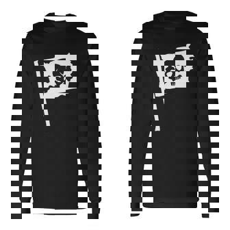 Pirate Flag Skull Crossed Bone Halloween Costume Long Sleeve T-Shirt - Thegiftio