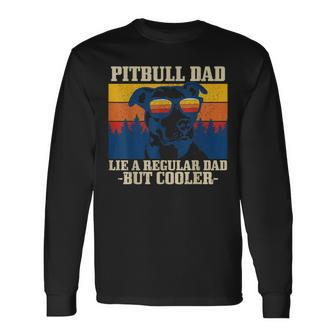 Pitbull Dad Vintage Dog Fathers Day Pitbull Long Sleeve T-Shirt - Thegiftio UK