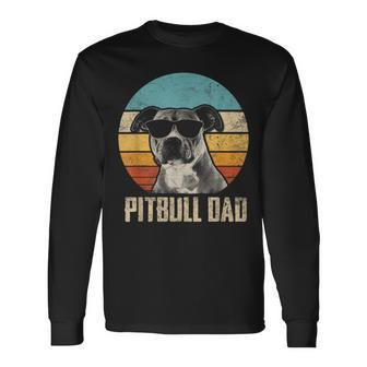 Pitbull Dad Vintage Sunglasses Pitbull Dog Owner Long Sleeve T-Shirt - Thegiftio UK