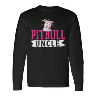 Pitbull Uncle Pit Bull Terrier Dog Pibble Owner Long Sleeve T-Shirt - Thegiftio UK