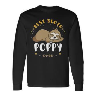 Poppy Grandpa Best Sloth Poppy Ever Long Sleeve T-Shirt - Seseable