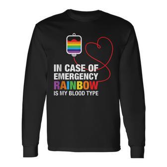 Pride Month Rainbow Is My Blood Type Lgbt Flag Long Sleeve T-Shirt | Mazezy