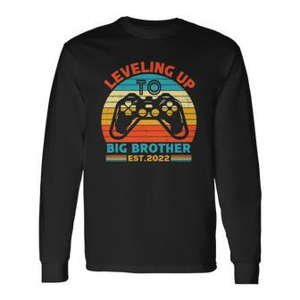 Promoted To Big Bro 2022 Vintage Leveled Up To Big Brother Long Sleeve T-Shirt T-Shirt | Mazezy