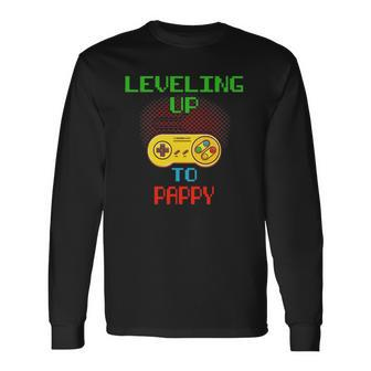 Promoted To Pappy Unlocked Gamer Leveling Up Long Sleeve T-Shirt T-Shirt | Mazezy UK