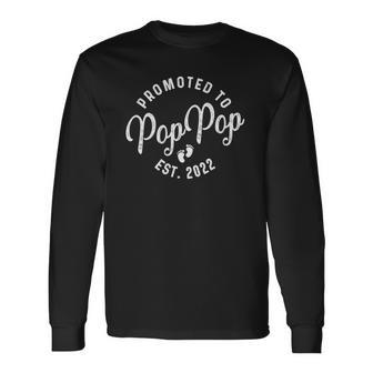 Promoted To Poppop 2022 For First Time Fathers New Dad Long Sleeve T-Shirt T-Shirt | Mazezy