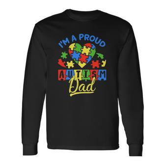 Proud Autism Dad Awareness Father Day Autistic Son Daughter Long Sleeve T-Shirt T-Shirt | Mazezy