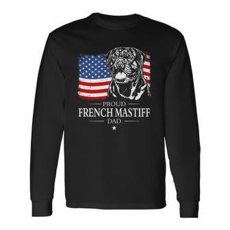Proud French Mastiff American Flag Patriotic Dog Long Sleeve T-Shirt T-Shirt | Mazezy