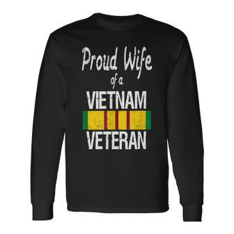 Proud Wife Of A Vietnam Veteran Service Badge Us Military T-Shirt Long Sleeve T-Shirt - Monsterry DE