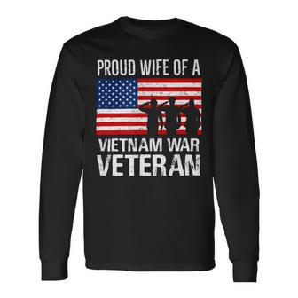 Proud Wife Vietnam War Veteran Husband Wives Matching Long Sleeve T-Shirt - Monsterry