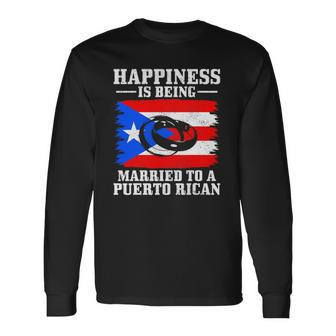 Puerto Rican Wife Husband Wedding Puerto Rico Boricua Flag Long Sleeve T-Shirt - Thegiftio UK