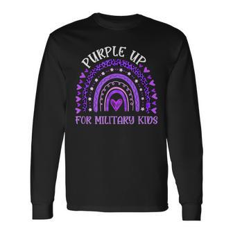 Purple Up For Military Rainbow Military Child Month V2 Long Sleeve T-Shirt - Seseable