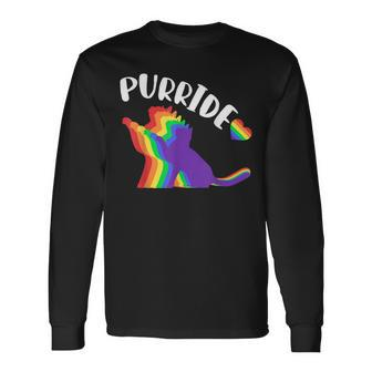 Purride Gay Pride Cat Pride Cat Cat Lgbtq Long Sleeve T-Shirt T-Shirt | Mazezy