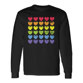 Rainbow Flag Hearts Gay Pride Lgbtq Long Sleeve T-Shirt T-Shirt | Mazezy