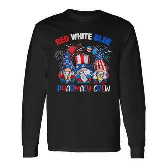 Red White Blue American Pharmacy Crew Gnome 4Th Of July Long Sleeve T-Shirt - Seseable