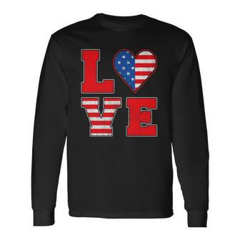 Red White And Blue S For Girl Love American Flag Long Sleeve T-Shirt T-Shirt | Mazezy