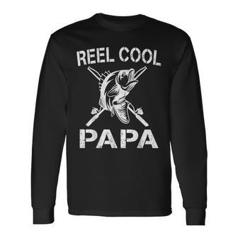 Reel Cool Papa Fishing Dad Fathers Day Fisherman Fish Long Sleeve T-Shirt - Seseable