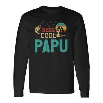Reel Cool Papu Vintage Fishing Rod Fisherman Papu Long Sleeve T-Shirt T-Shirt | Mazezy
