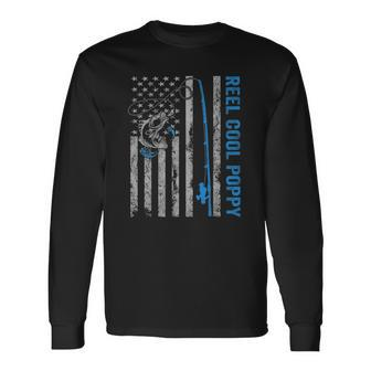 Reel Cool Poppy Fathers Day American Flag Fishing Long Sleeve T-Shirt T-Shirt | Mazezy DE
