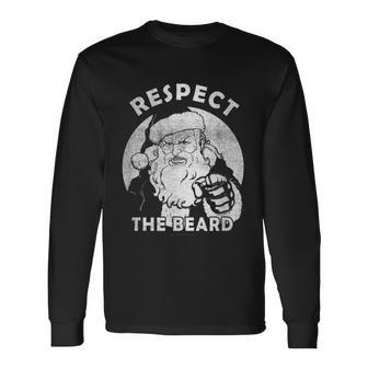 Respect The Beard Distressed Santa Claus Christmas Long Sleeve T-Shirt - Monsterry AU